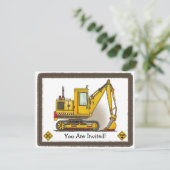 Digger Shovel Kinder Party Invitation Kaart (Staand voorkant)