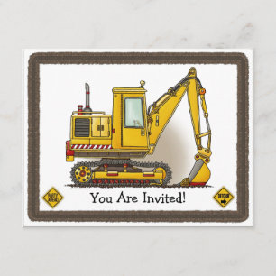 Digger Shovel Kinder Party Invitation Kaart