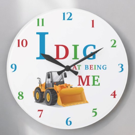 Digger thema jongens slaapkamer grote klok