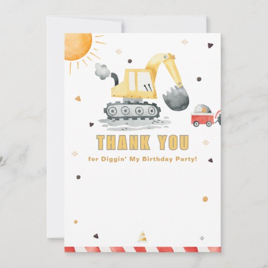 Diggin’ It Digger Birthday Thank You Card (Voorkant)