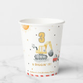 Diggin’ It Yellow Construction Brithday Party Papieren Bekers (Achterkant)
