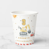 Diggin’ It Yellow Construction Brithday Party Papieren Bekers (Voorkant)