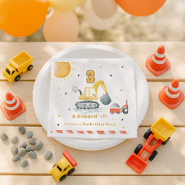 Diggin’ It Yellow Construction Brithday Party Servet