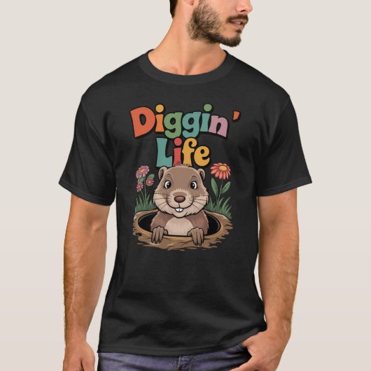 Diggin' Life Funny Gopher T-shirt (Voorkant)