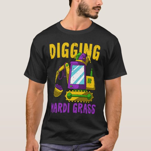 Digging Mardi Gras Cool Jester Excavator Construct T-shirt (Voorkant)