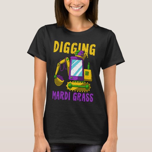 Digging Mardi Gras Cool Jester Excavator Construct T-shirt (Voorkant)