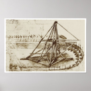 Diggingmachine met tapmolen, Da Vinci Poster