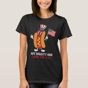 Diggity Dog Ik hou van de USA Patriottische Hot-Do T-shirt