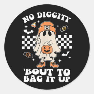 Diggity Gaat Halloween Spokengeest Inpakken Ronde Sticker