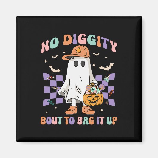 Diggity gaat het Schattigee Ghost Halloween-Kind o Magneet (Voorkant)