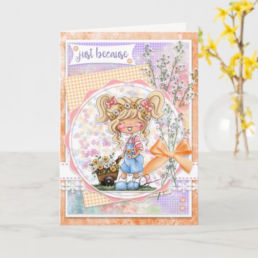 Digi Doodles gewoon omdat Wenskaart Kaart (Gele Bloem)