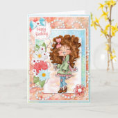 Digi Doodles Ginger Peach Birthday Card Kaart (Gele Bloem)