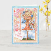 Digi Doodles Hallo Wenskaart Kaart (Gele Bloem)