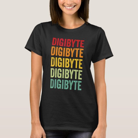 Digibyte Crypto Regenboog Tekst Ontwerp T-shirt (Voorkant)