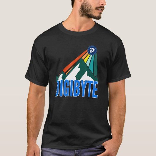 Digibyte Dgb Crypto Mountain Sun Rays Cryptocurren T-shirt (Voorkant)