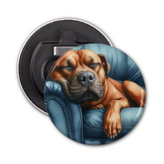 DigiPups Pitbull Dog Sleeping Recliner Nap Button Flesopener
