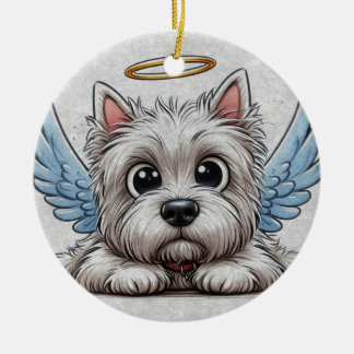 DigiPups West Highland Terrier Dog Beach Scene Keramisch Ornament