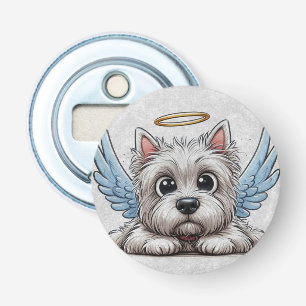 DigiPups West Highland Terrier Hondenstrand Scene Button Flesopener