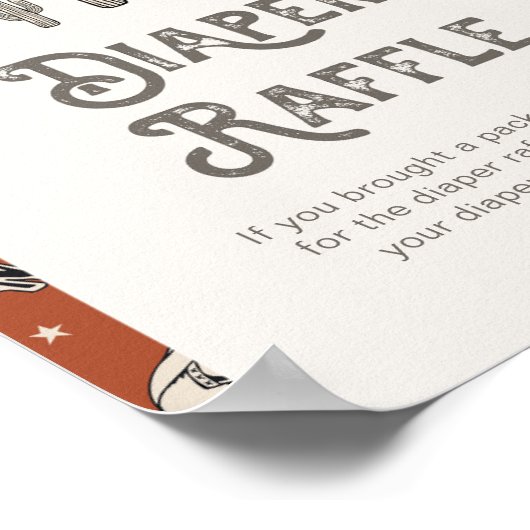Digitaal 8x10 Western Luier Raffle Teken Poster (Hoek)