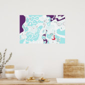Digitaal Abstract kunstPoster "Turquoise Space" Poster (Keuken)