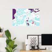 Digitaal Abstract kunstPoster "Turquoise Space" Poster (Thuiskantoor)