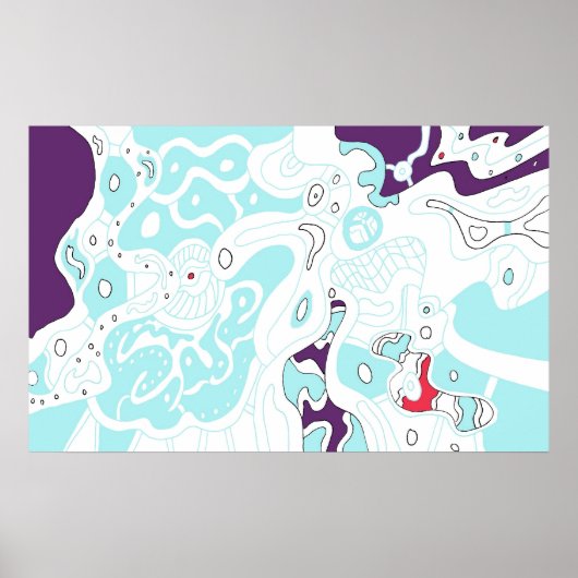 Digitaal Abstract kunstPoster "Turquoise Space" Poster (Voorkant)