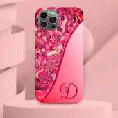Digitaal Abstract Magenta Rood Roze kleurenmonogra Case-Mate iPhone Case