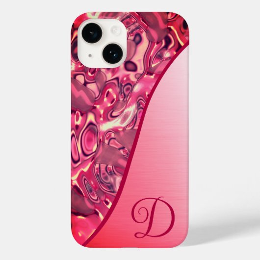 Digitaal Abstract Magenta Rood Roze kleurenmonogra Case-Mate iPhone Case (Achterkant)