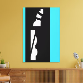 Digitaal Abstract zwart, wit & Aqua Canvas Print