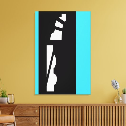 Digitaal Abstract zwart, wit & Aqua Canvas Print (Insitu (Woonkamer))