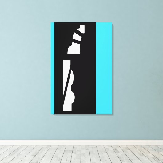 Digitaal Abstract zwart, wit & Aqua Canvas Print (Insitu (Houten vloer))