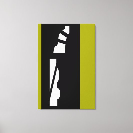 Digitaal Abstract zwart, wit en groen canvas Print (Voorkant)