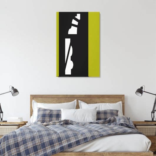Digitaal Abstract zwart, wit en groen canvas Print (Insitu (Slaapkamer))