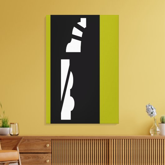 Digitaal Abstract zwart, wit en groen canvas Print (Insitu (Woonkamer))
