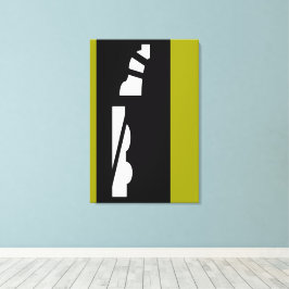 Digitaal Abstract zwart, wit en groen canvas Print