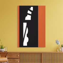 Digitaal Abstract Zwart Wit & Terracotta Canvas Afdruk