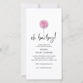 Digitaal Baby shower roze ballon met mobiele telef Aankondiging (Voorkant)