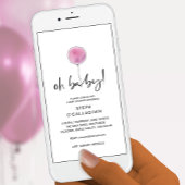 Digitaal Baby shower roze ballon met mobiele telef Aankondiging