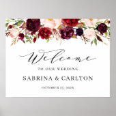 (Digitaal beschikbaar.) Bourgogne Rode Bloemen Tro Poster (Voorkant)