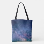 Digitaal blauw en paars sterrenstelsel tote bag (Achterkant)