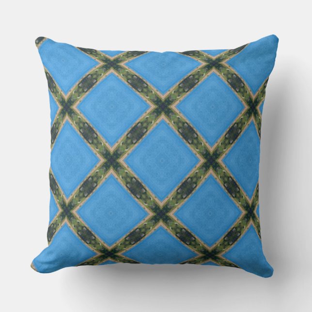 digitaal blauw - groen kunstpatroon kussen (Voorkant)