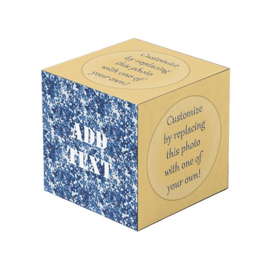 Digitaal blauw militair patroon kubus (Voorkant hoekig)