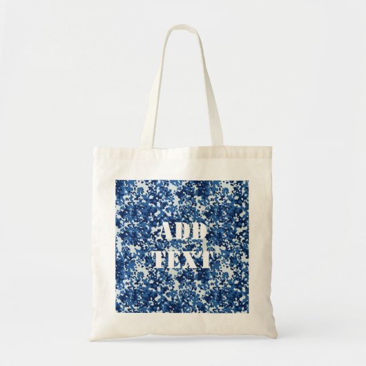 Digitaal blauw militair patroon tote bag (Voorkant)