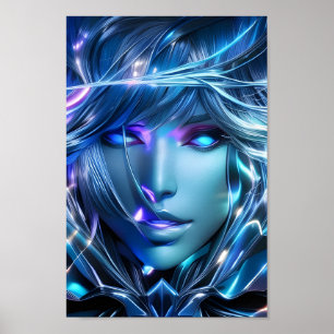 Digitaal blauw poster