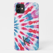 Digitaal Blauw Roze Tie Dye iPhone Case (Achterkant)