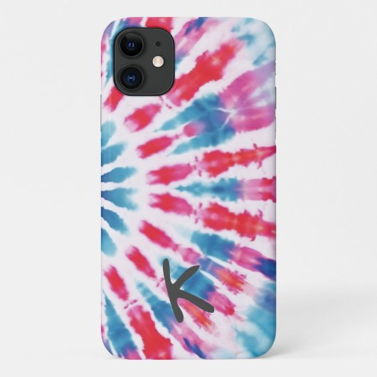 Digitaal Blauw Roze Tie Dye iPhone Case (Achterkant)