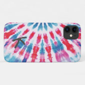 Digitaal Blauw Roze Tie Dye iPhone Case (Achterkant (horizontaal))