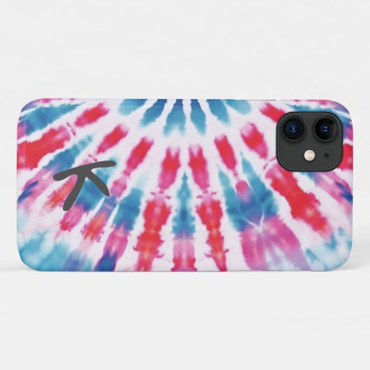 Digitaal Blauw Roze Tie Dye iPhone Case (Achterkant (horizontaal))
