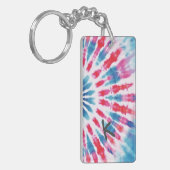 Digitaal Blauw Roze Tie Dye Sleutelhanger (Voorkant Links)