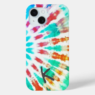 Digitaal Blauw Turquoise Roze Tie Dye iPhone Case